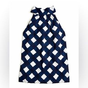 JCrew Tie Neck Navy Gingham Tank - size 10